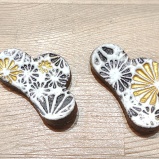 小鹿田焼の箸置き　白　【武雄焼】