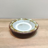 小鹿田焼の４寸皿　茶緑　【小代焼】